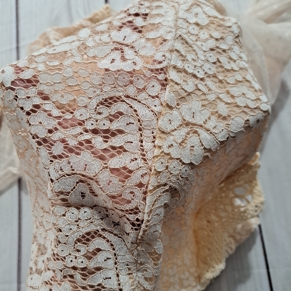 Boho Bohemian Lace Sheer Long Sleeve Small - Picture 9 of 10